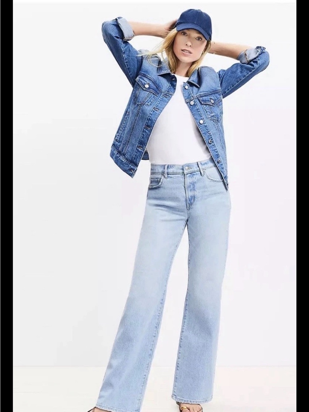 LOFT Light Blue High-Rise Wide-Leg Jeans